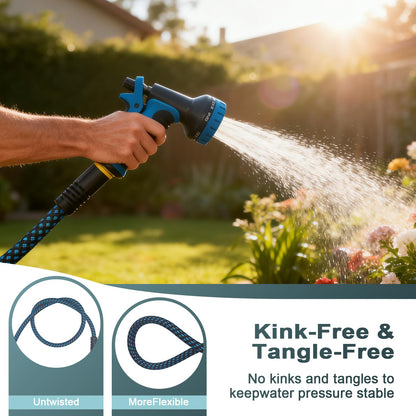 Garden Hose 50ft, Non-Expanding Water Hose Ultra Lightweight, Kink-Free Flexible Hose with