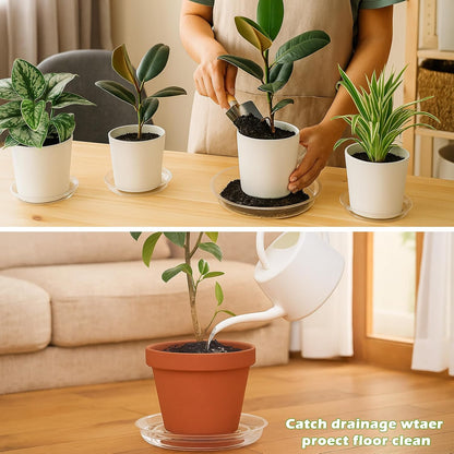 9 Packs 12 Inches Large Clear Plant Saucers for Indoor Outdoor Use Heavy Duty Plastic Plant Trays