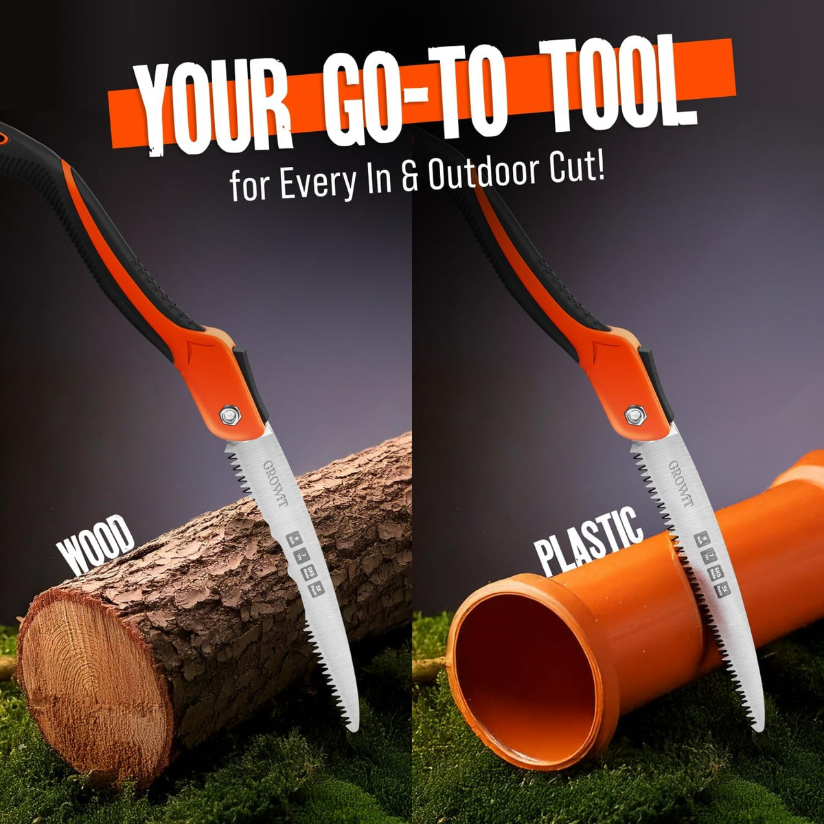 9-Inch Folding Camping Saw - Heavy Duty Pruning Saw with Triple-Cut SK5 Blade, 7 TPI Razor Teeth