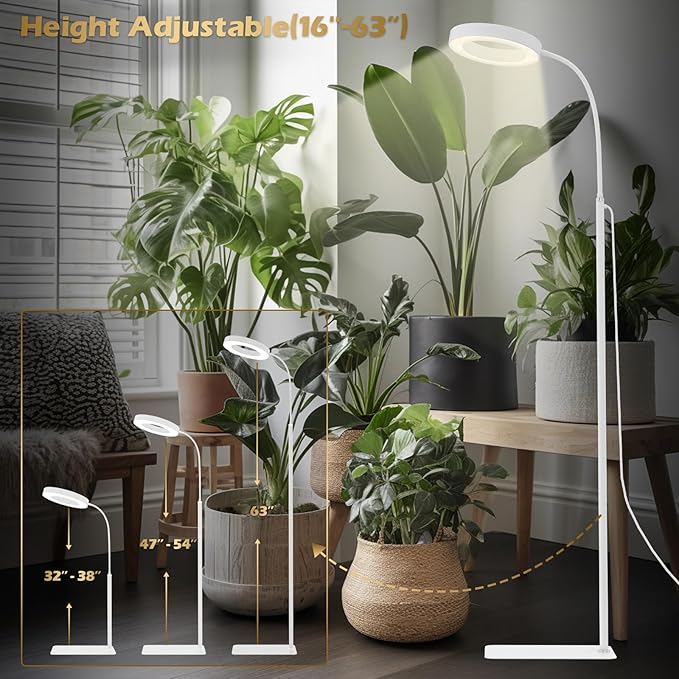 GLOWRIUM Grow Lights for Indoor Plants, 20W Full Spectrum LED Grow Light Floor Lamp with Stand