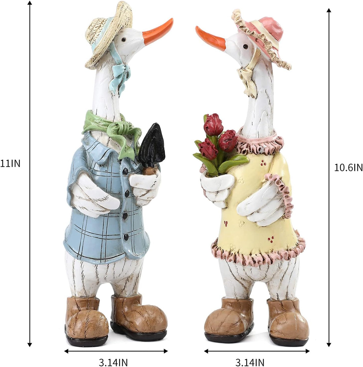 Garden Statues Couple Duck, Funny Cartoon Duck Garden Statues Indoor Outdoor Decorations Cute Ducks