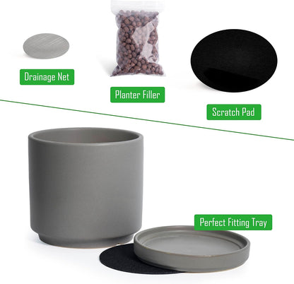 D'vine Dev Set of 2 Plants Pots, 6 Inch Ceramic Planter Pot for Plants with Drainage Hole and