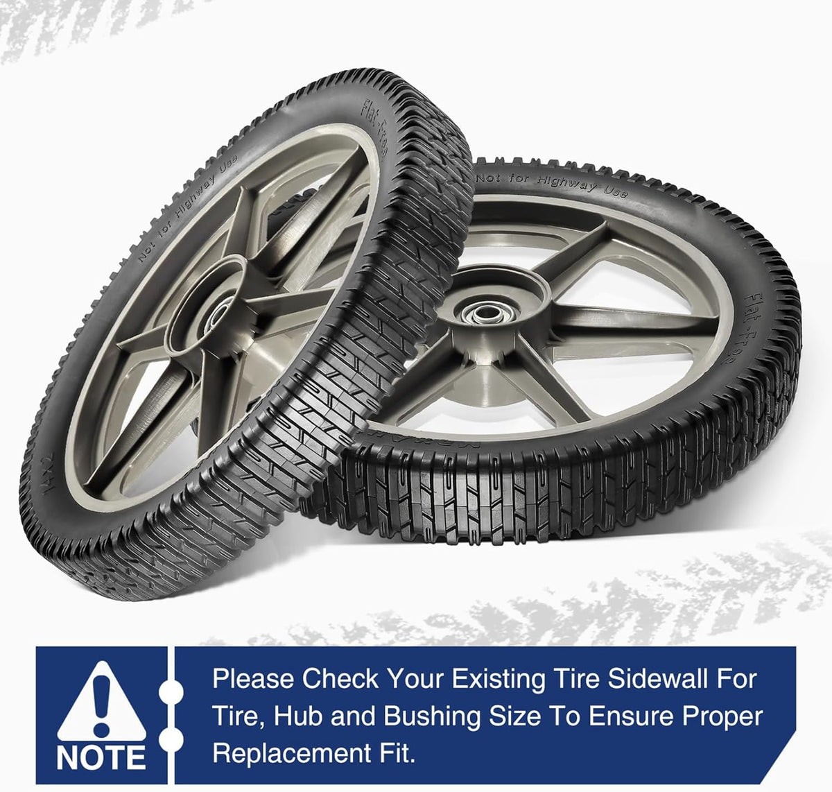MaxAuto 14 x 1.75" Spoked Plastic Wheel with Tire Replacement for Craftsman Mower, Wheelbarrow