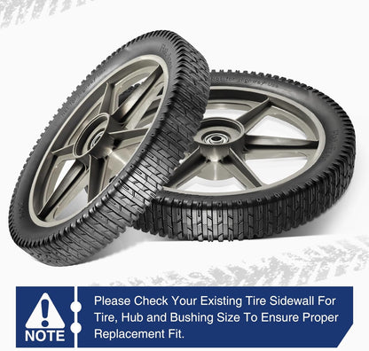 MaxAuto 14 x 1.75" Spoked Plastic Wheel with Tire Replacement for Craftsman Mower, Wheelbarrow