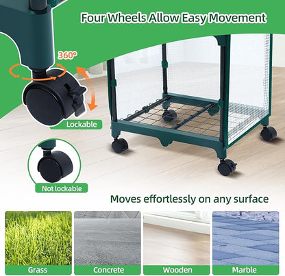 Ohuhu Mini Greenhouse for Indoor Outdoor, Small Plastic Plant Green House with Locking Wheels