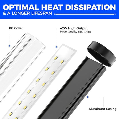 Barrina Vertical Grow Light T10, 42W 5000K, Full Spectrum LED Plant Light for Indoor,Standing Wide
