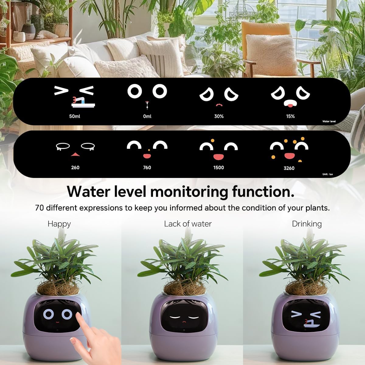 Smart Pet Planter, Smart Plant Pot, With Artificial Intelligence, Time Weather Display, And