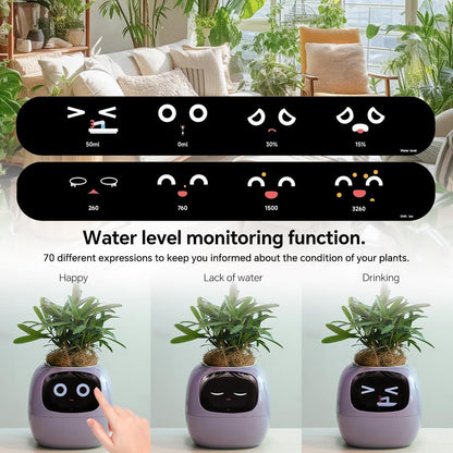 Smart Pet Planter, Smart Plant Pot, With Artificial Intelligence, Time Weather Display, And