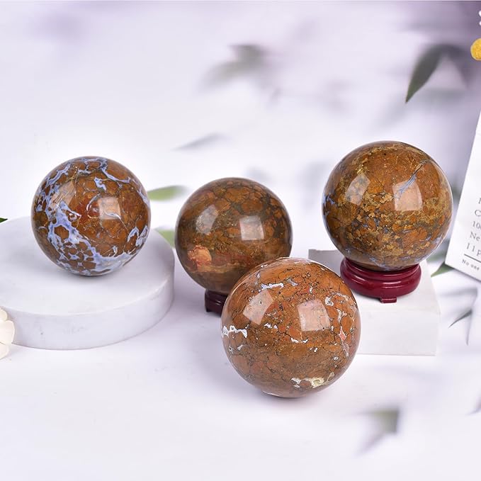 JIC Gem Large Crystal Ball Sphere Yellow Agate Healing Crystal Gemstone Ball with Display Stand