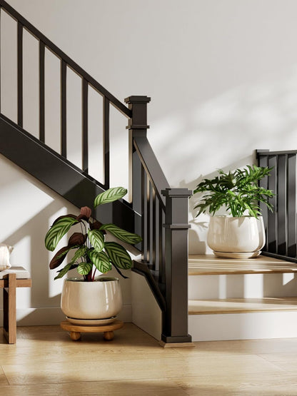 LE TAUCI Ceramic Plant Pots, Set of 2, 10 + 12 Inch Plant Pot, Elegant Planters for Indoor Plants