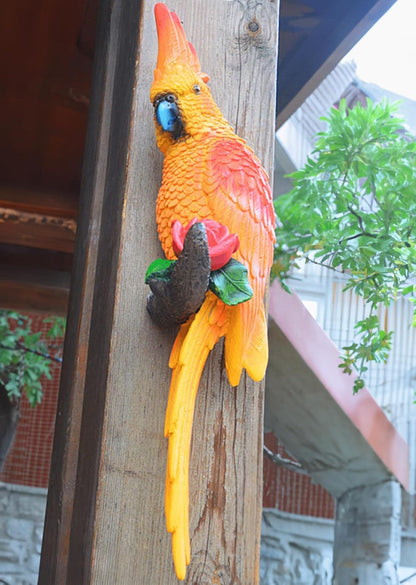 Teaeeno Real Resin Wall Bird Statue Decor,Real Parrot Sculpture Home Decor,Outdoor Indoor Figurine
