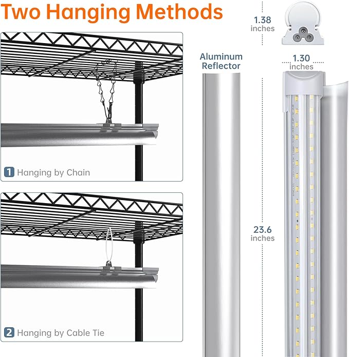 Bstrip Plant Shelf with Grow Lights, 5-Tier Plant Stand with T8 24W Grow Light for Indoor Plants