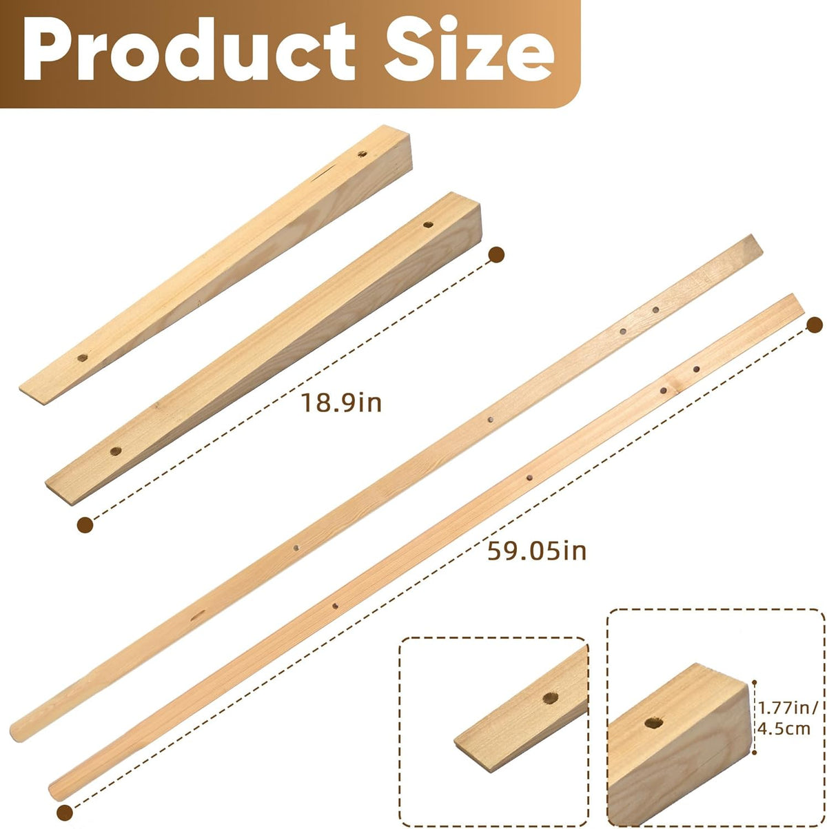 uyoyous 1 Pair Wheelbarrow Handles Replacement 59" Wood Wheel Barrow Replacement Handle Kit with 2