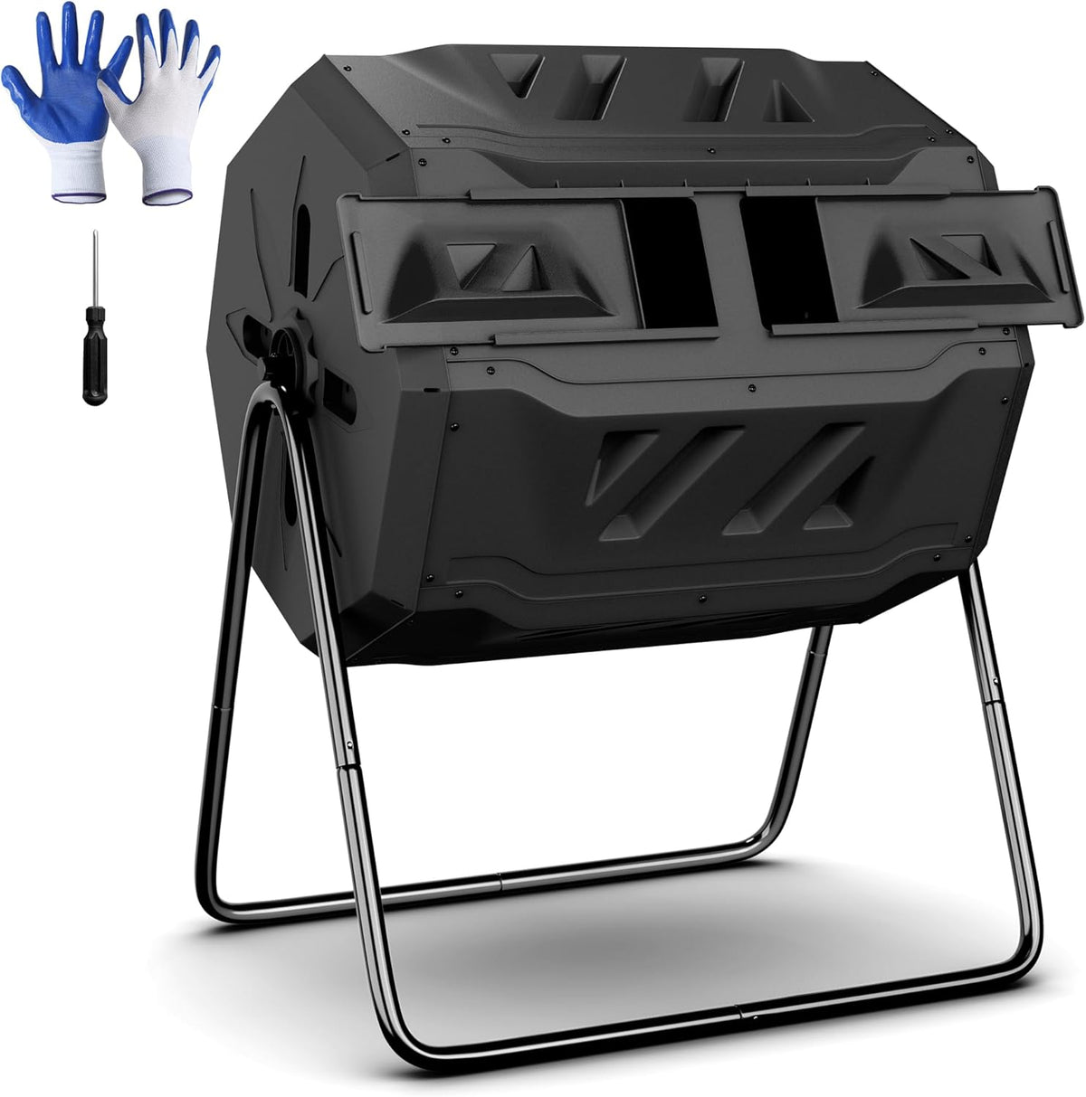 F2C Compost Bin Outdoor 43 Gallon Garden Dual Chamber Composter Bin - Bundled with Pearson's