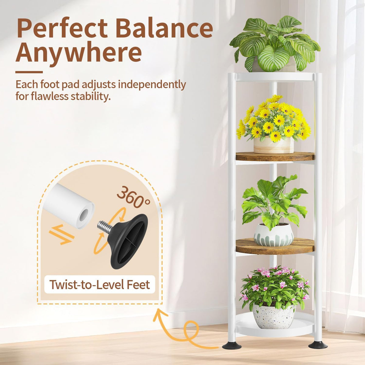 LASZOLA 4 Tier White Plant Stand Indoor for Large Tall Heavy Duty Flower Planter, Metal Vertical