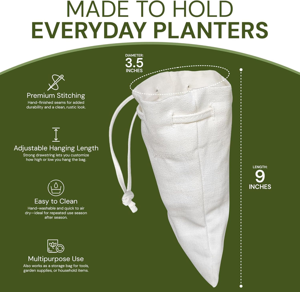 Cloth Hanging Plant Bag – Reusable Natural Hemp Fiber Flower Pot Holder for Indoor & Outdoor Use
