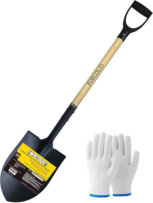 Shovel for Digging,Heavy Duty Garden Shovel with D-Handle,41 Inch Round Point Wooden Handle,Ideal