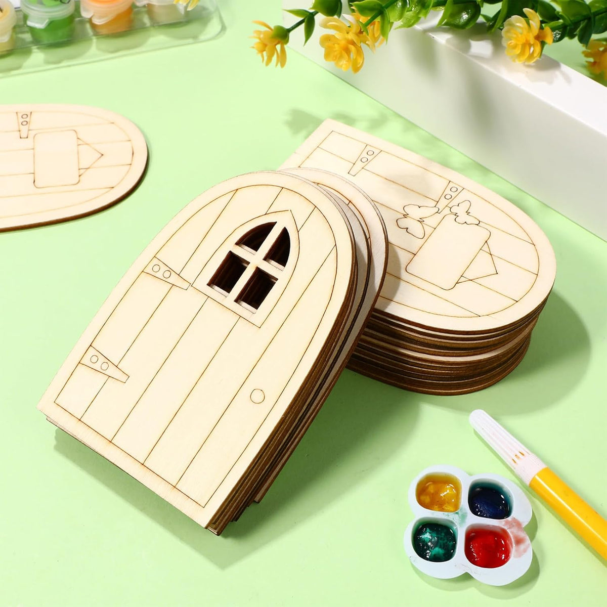 36pcs Mini Wooden Fairy Doors, Unpainted Elf Doors for Home Office Garden Decoration, Assorted