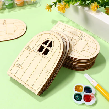 36pcs Mini Wooden Fairy Doors, Unpainted Elf Doors for Home Office Garden Decoration, Assorted