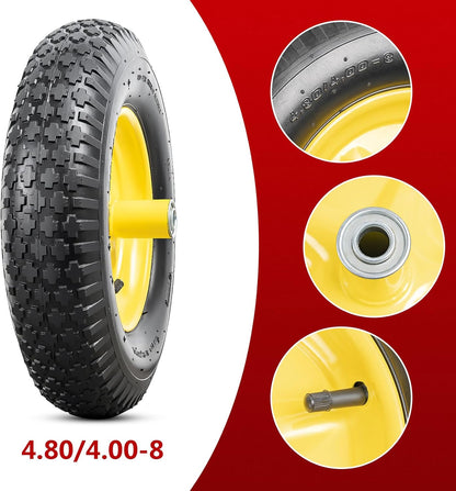4.80/4.00-8 Tires and Wheels, Replacement Pneumatic Tires 15-Inch Wheel with 5/8" Bearings