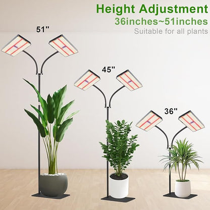 yadoker Grow Light for Indoor Plants,572 LEDs Full Spectrum Standing Plant Grow Light with 4/8/12H