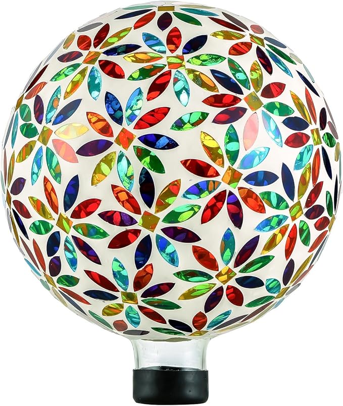 VOREEN Mosaic Glass Gazing Ball Outdoor Gazing Globe, Handmade Reflective Ball Yard Decoration for