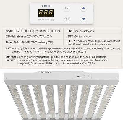 2024 New SPF4000 PRO 400W LED Grow Light 5x5ft Coverage with Veg & Bloom Dimmer Timer Full Spectrum