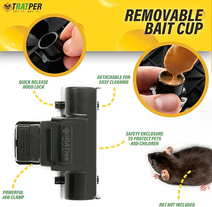 Rat and Chipmunk Traps. Prevents Accidental Triggering with Dual Tunneled Design. Covered Snap