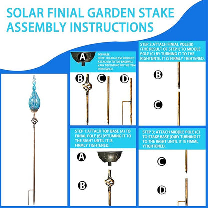 Solar Garden Lights Outdoor, Decorative LED Flame Garden Stakes, Hand Blown Glass and Outdoor