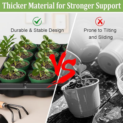 3 Inch Nursery Pots 100 Pcs with 5 Pcs 20 Cell Nursery Pot Trays, 5 Sets Seed Starting Kit for