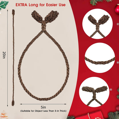 Christmas Garland Ties, 16Pcs 20in Garland Twist Ties for Banister, Reusable and Flexible
