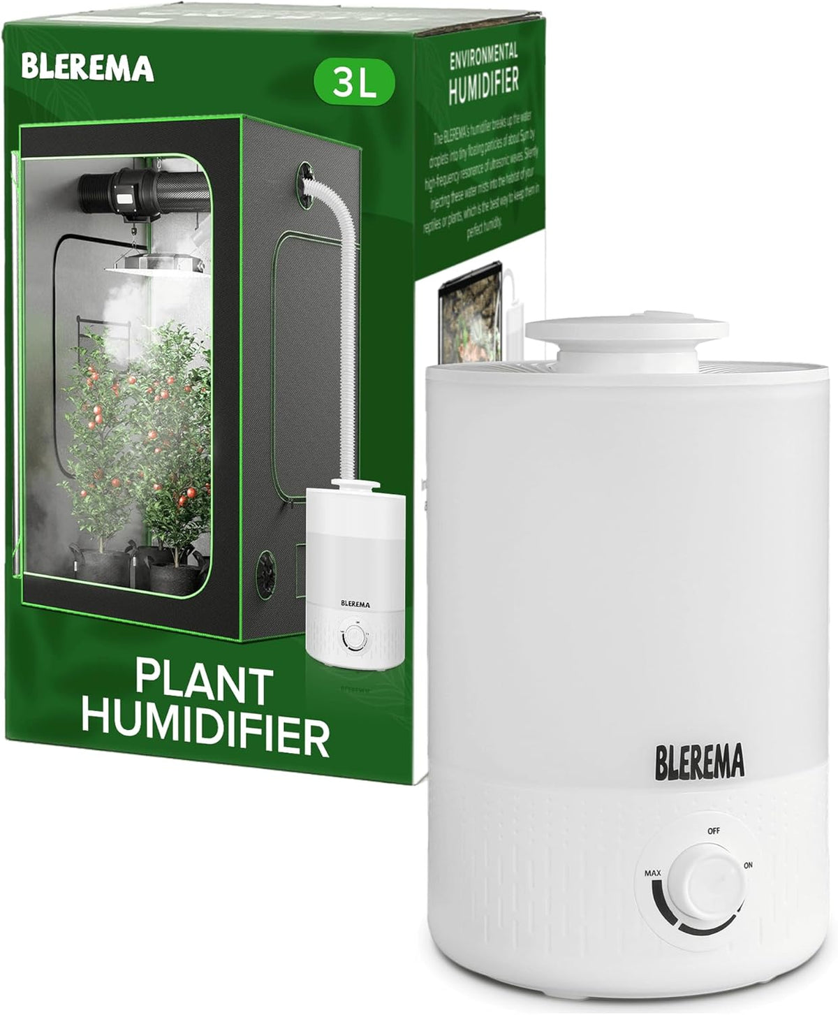 3L No Leak Plant Humidifiers for Grow Tent Greenhouse and Grow Room, Top-Fill, Auto Shut Off, with