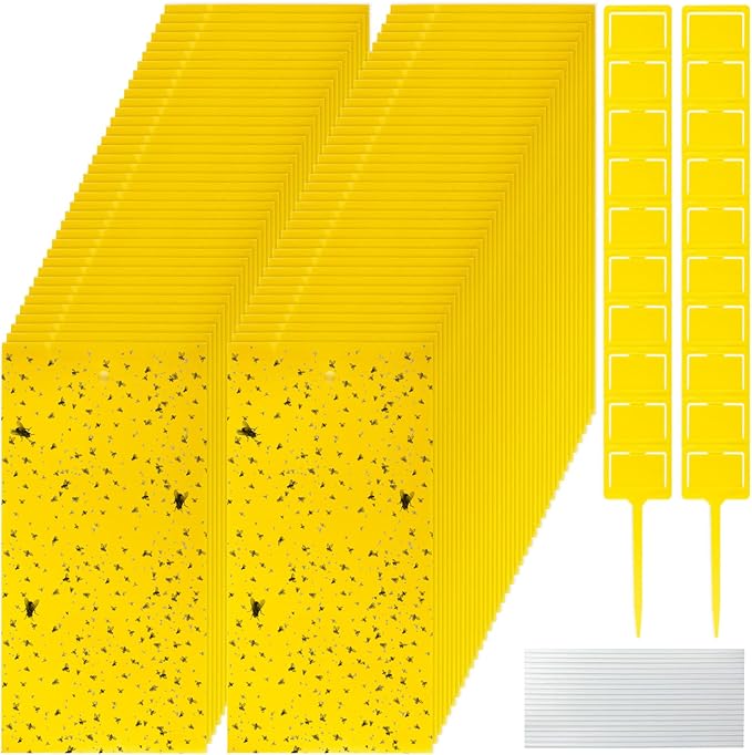 220 Pcs 7.9 x 4 Inch Sticky Traps for Plant Gnats Double Sided Sticky Traps with Twist Ties for