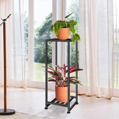 Plant Stand Indoor Outdoor, Wrought Iron Plant Stands 2 Tier Heavy Duty Metal Pedestal Stand
