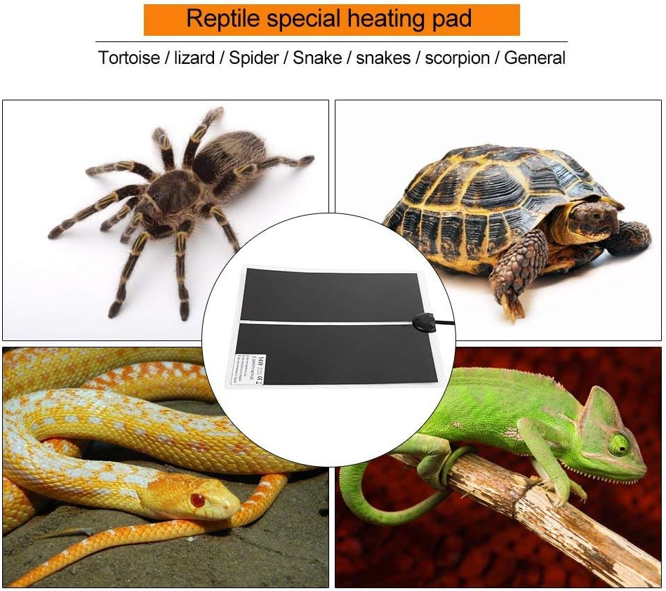 KABASI Reptile Heating Pad, 14W 11x11 inch Waterproof Reptile Heat Pad Under Tank Terrarium with
