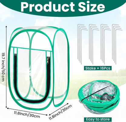 Nuanchu Pop up Mini Greenhouse Cover, PVC Clear Small Greenhouse with Nails 12" x 12" x 20" Inch