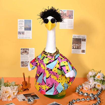 Hip Hop Porch Goose Outfits Cement Statue Concrete Goose Outdoor Patio Garden Concrete Lawn Goose
