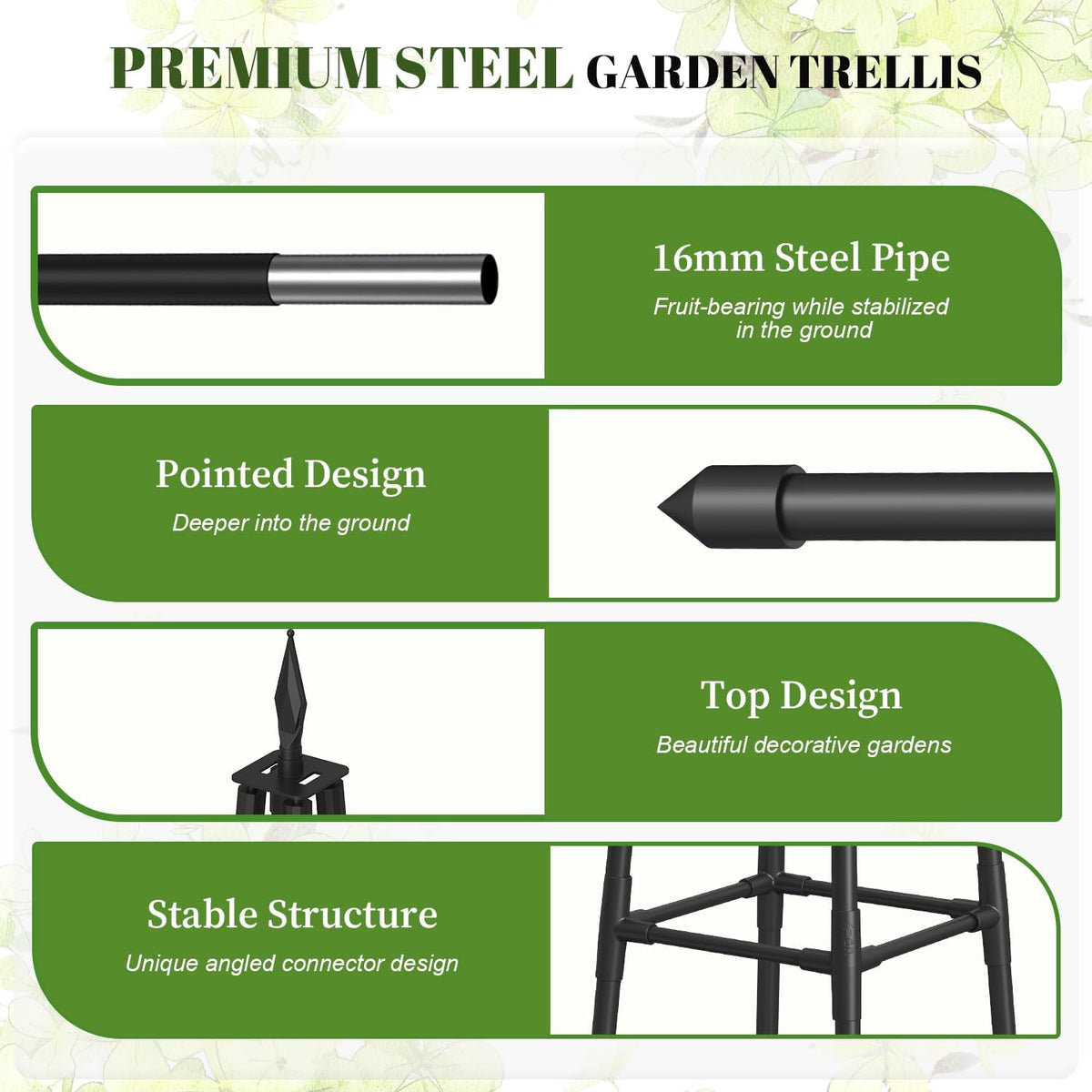 4 Ft obelisk trellis for Climbing Plants outdoor,4 Ft garden trellis with Extra Thickened