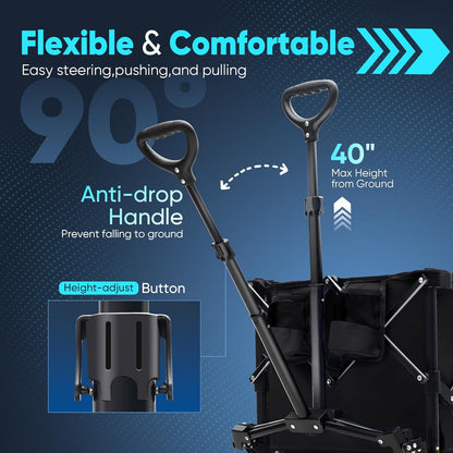 Sekey Collapsible Foldable Wagon with 330lbs Weight Capacity, Heavy Duty Folding Wagon Cart with