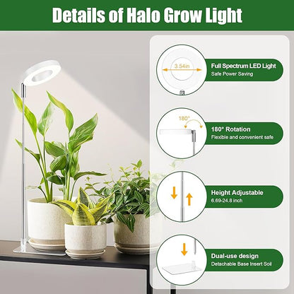 White Grow Lights for Indoor Plants Full Spectrum, 48 LEDs Plant Light for Indoor Plants, Height