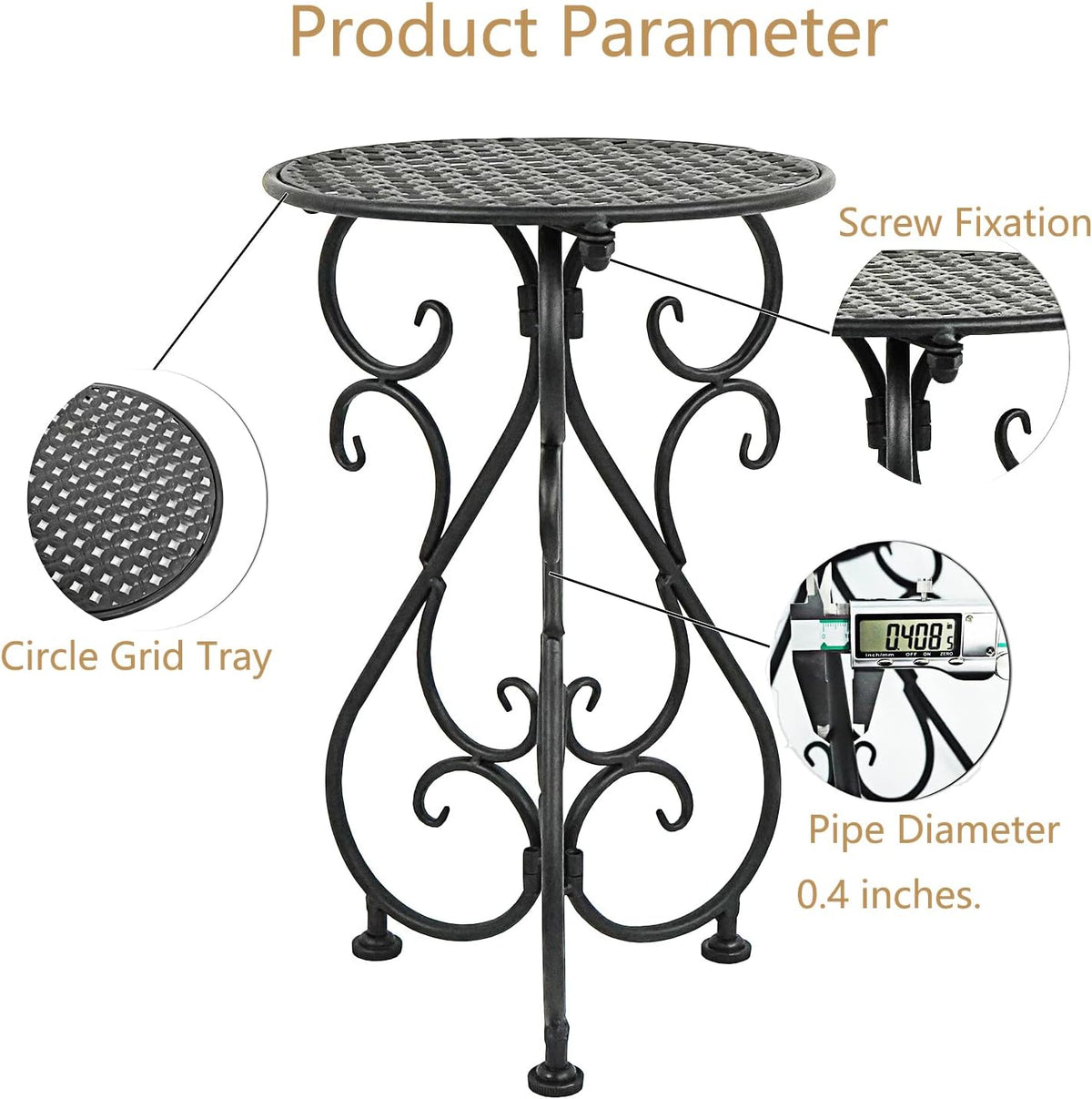 Metal Plant Stand, Heavy Duty Flower Pot Stand 17" Tall, Single Planter Holder for Indoor, Outdoor