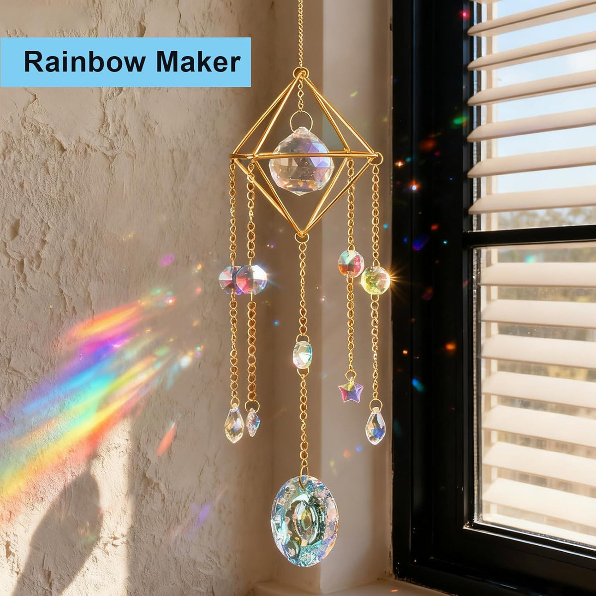 DIY Crystal Suncatcher Kit with Wind Chime/2pcs Large Prism,Dream Catchers Arts and Crafts Kits for