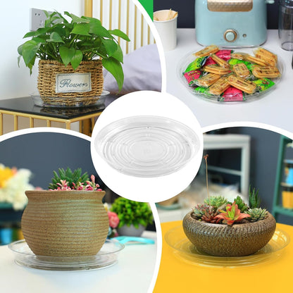 20 Pack Clear Plastic Plant Saucer 10 Inches Drip Trays Large Plant Plate Dish for Indoor Flower