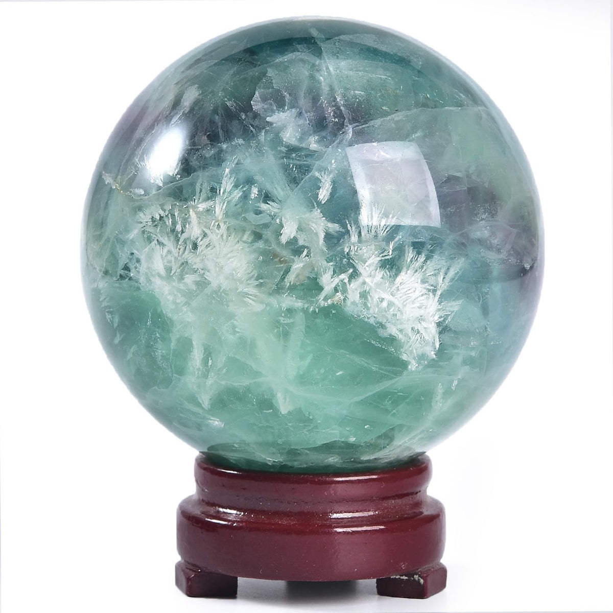 JIC Gem 2.7-3.1 inch(70-80mm) Large Crystal Ball Feather Fluorite Healing Crystals Sphere with