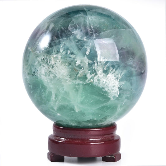 JIC Gem 2.7-3.1 inch(70-80mm) Large Crystal Ball Feather Fluorite Healing Crystals Sphere with