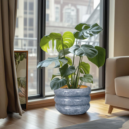SQOWL Ceramic Planter 10 Inch - Indoor Plant Pot with Drainage Hole Outdoor Planter Large Flower