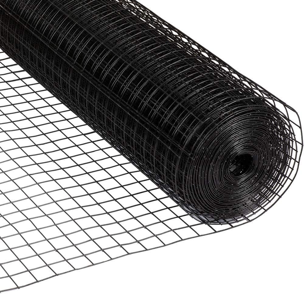 Fencer Wire 16 Gauge Black Vinyl Coated Welded Wire Mesh Size 0.5 inch by 1 inch (2 ft. x 100 ft.)