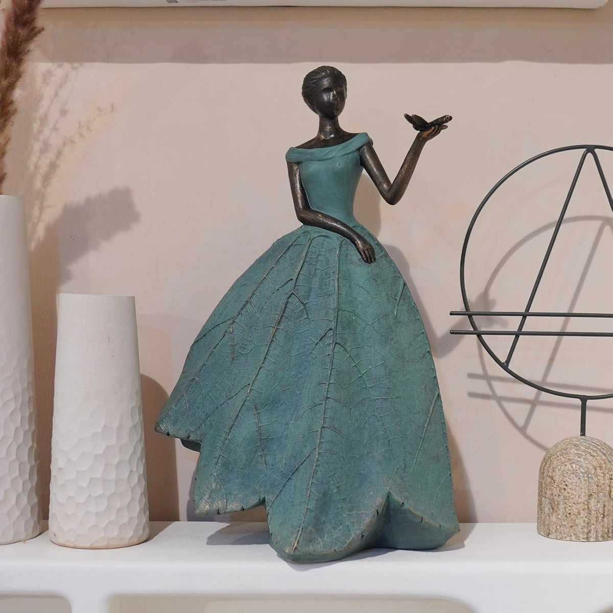 Guichifun Fairy Statue Collection Home Decoration - Leaf Angel Girls with Dragonfly Resin Home