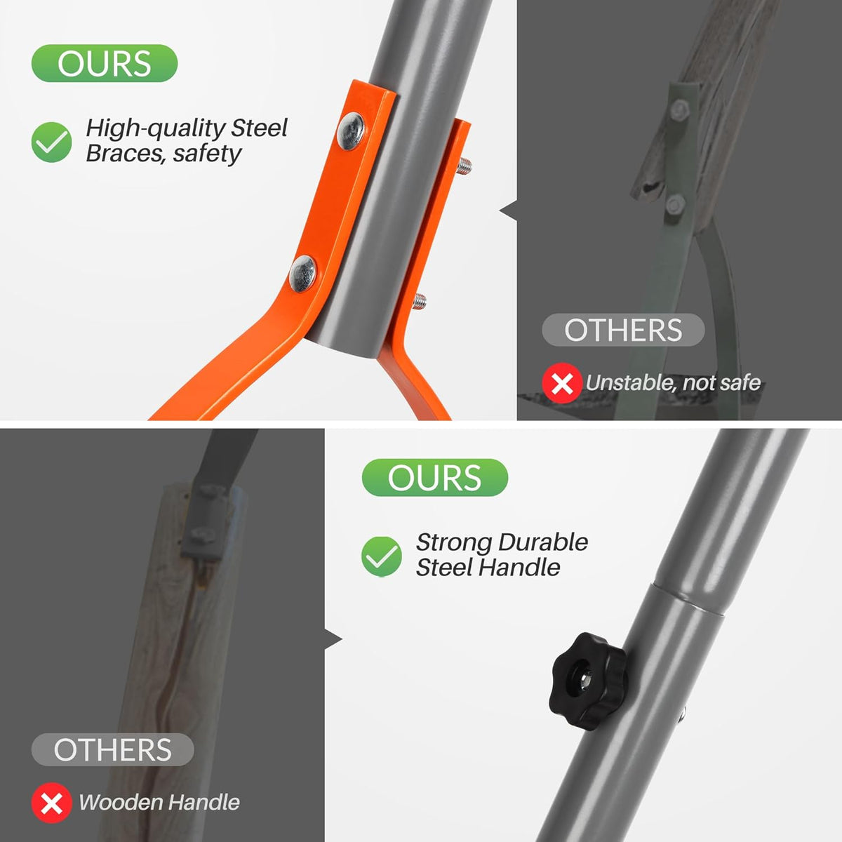 Walensee Weed Grass Cutter with Serrated Double-edged Sharp Blade Manual Grass Whip with 30 Inch