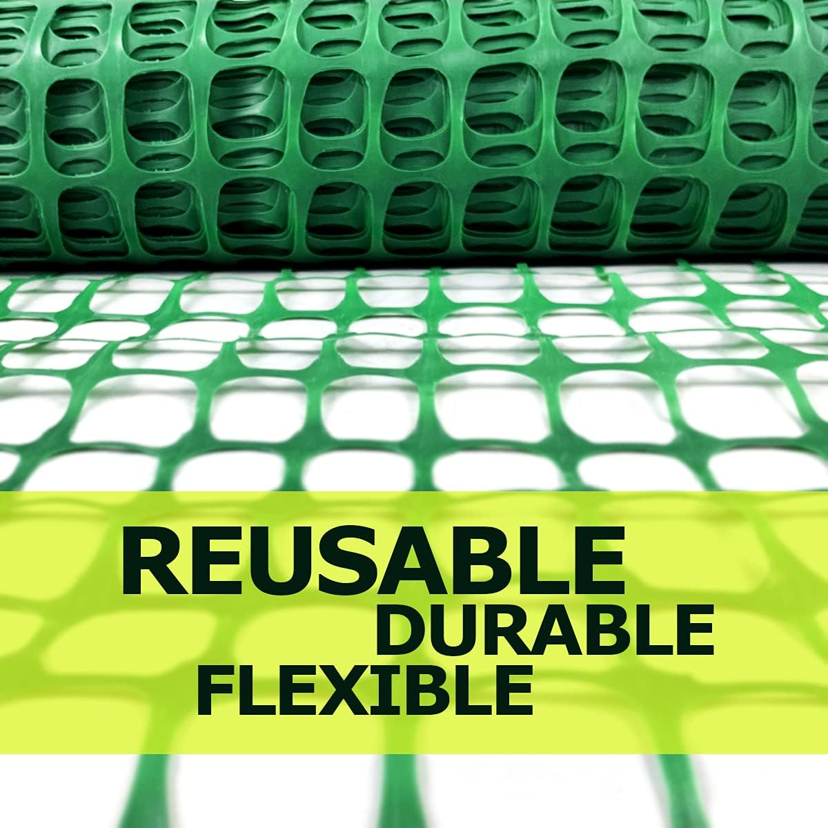 Ashman Plastic Mesh Fence, Construction Barrier Netting, Green, 4'x100' Feet, 1 Roll, Garden